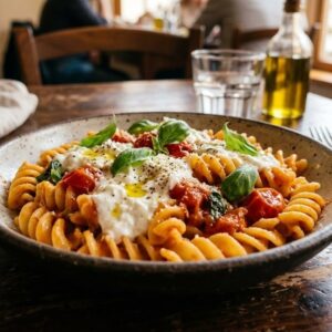 FUSILLONE POMODORO E STRACCIATA